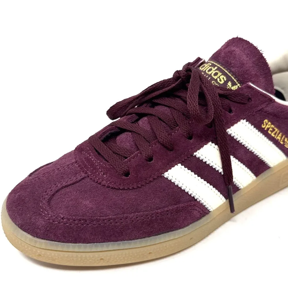 Adidas Handball Spezial Shoes Womens Sz 8.5 Suede Low Top Maroon Cream Gold NEW